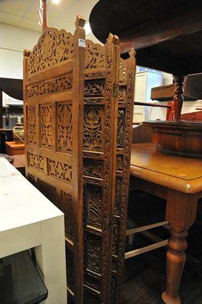 Appraisal: A FOUR PANEL ORIENTAL SCREEN WITH FRETWORK