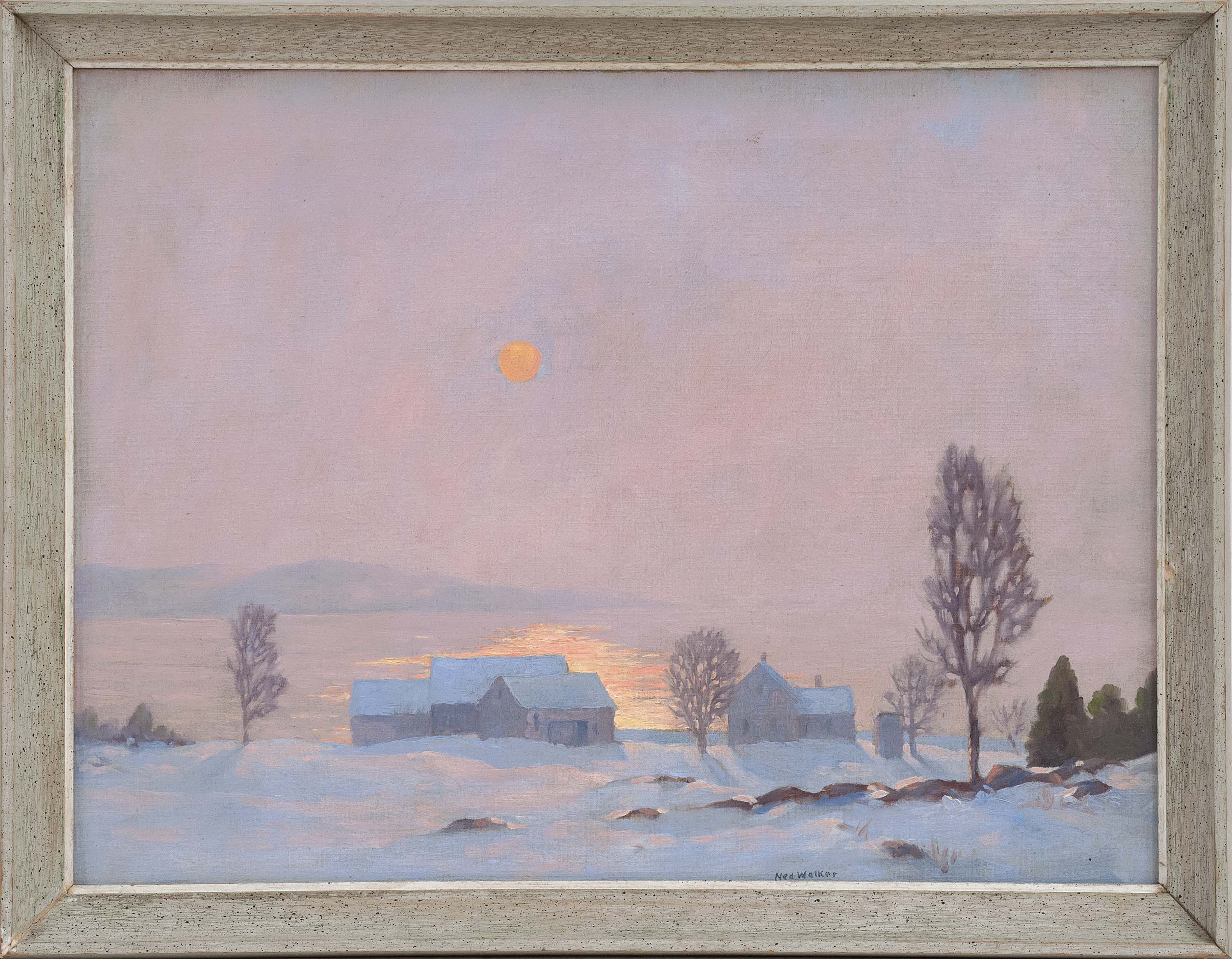 Appraisal: NED WALKERAmerican th CenturySnowy coastal landscape reflecting a brilliant sunset