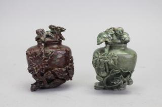 Appraisal: Chinese Carved Snuff Bottles Each comes with stopper Height in