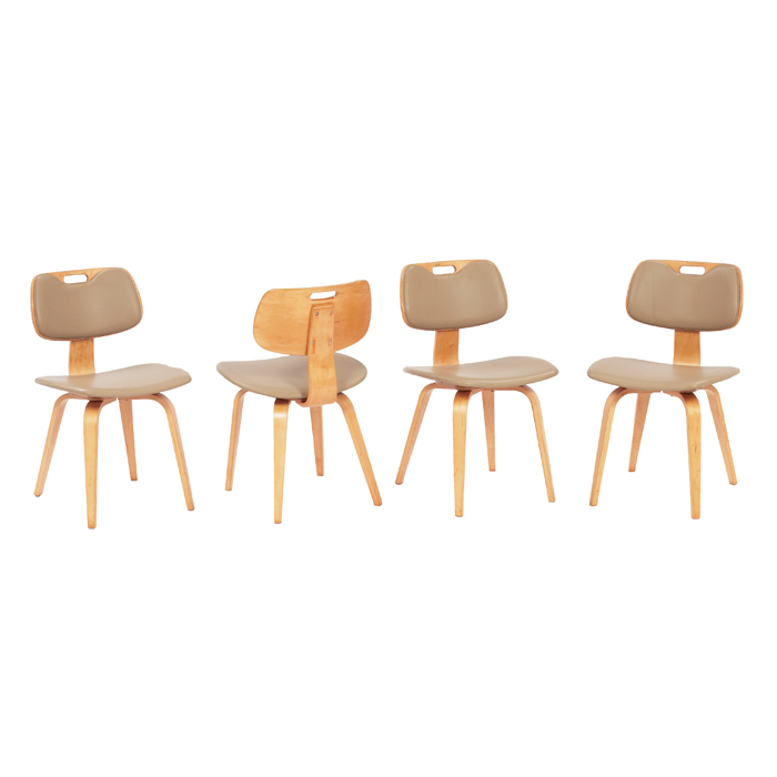 Appraisal: Thonet chairs four s molded birch plywood seats and backs