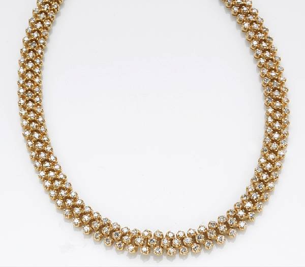 Appraisal: A diamond and k gold necklace estimated total diamond weight