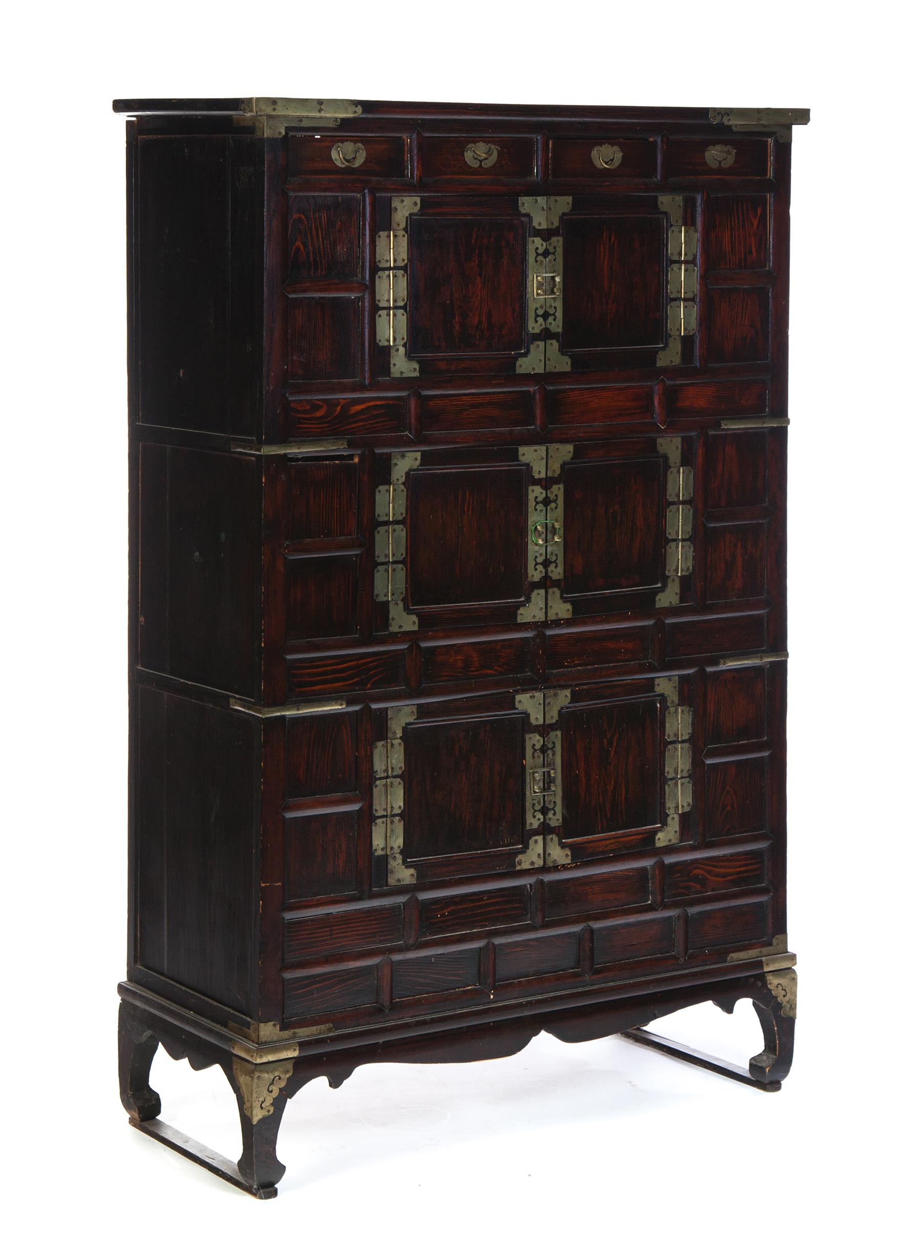 Appraisal: ASIAN TRAVEL CHEST Mid th century pine One piece with