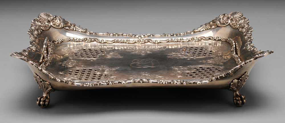 Appraisal: Tiffany Sterling Asparagus Tray Server American - rounded rectangle with