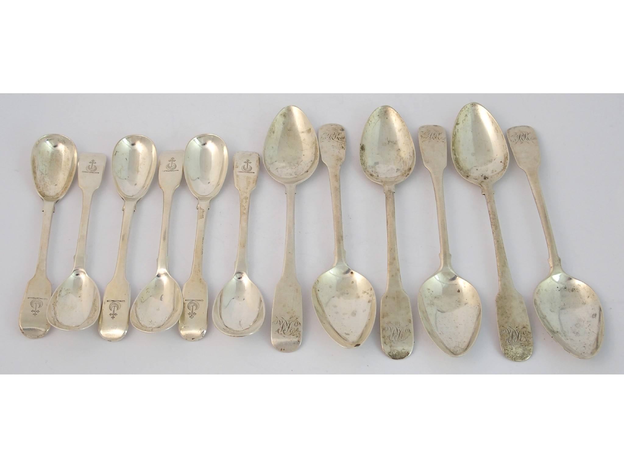 Appraisal: A set of six silver teaspoonsmaker's mark HB Newcastle no