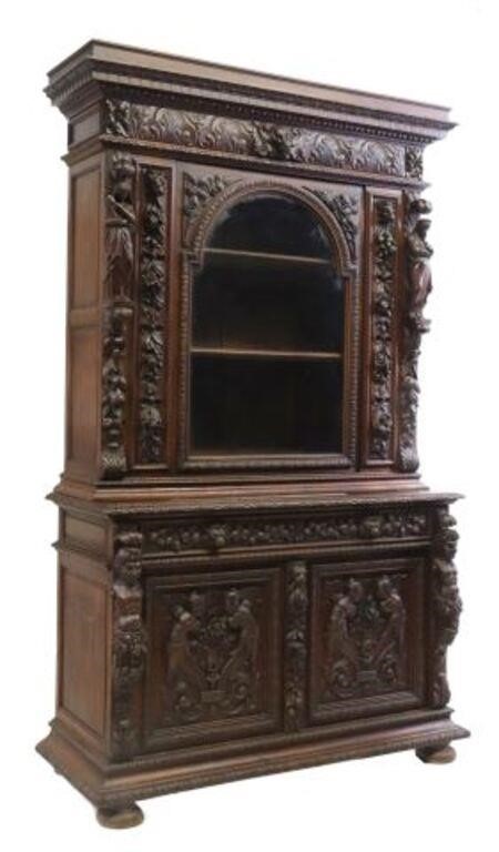 Appraisal: French Henri II style oak sideboard th c the whole