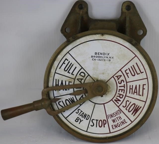 Appraisal: BENDIX BRASS ENGINE ORDER TELEGRAPH WALLMOUNTED HIGH WIDE D