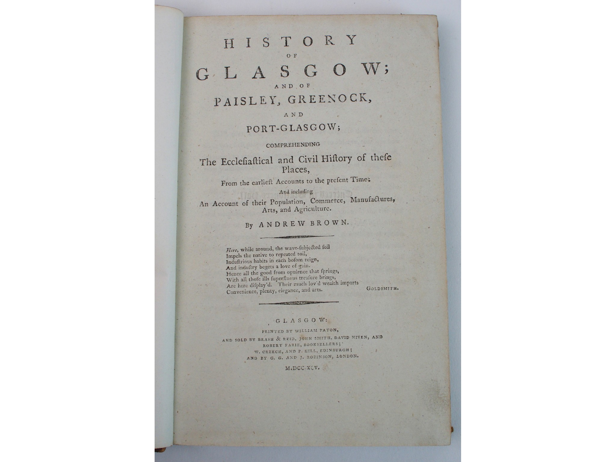 Appraisal: A copy of Brown's History of Glasgow Paisley Greenock and