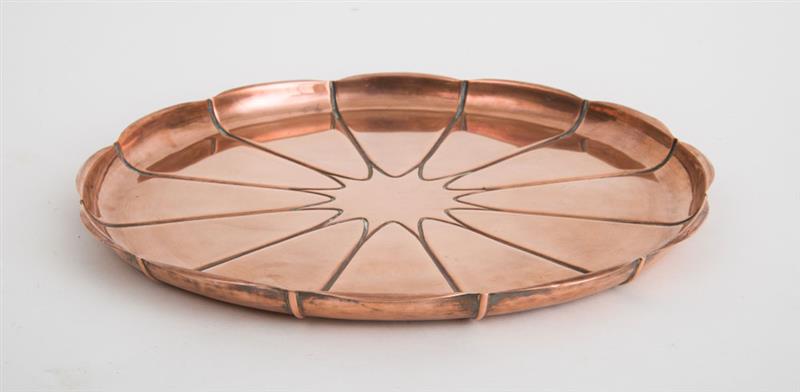 Appraisal: W A S BENSON English Arts and Crafts copper tray