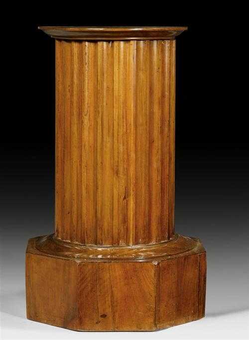 Appraisal: FLUTED WALNUT COLUMN STAND Louis XVI style France circa D