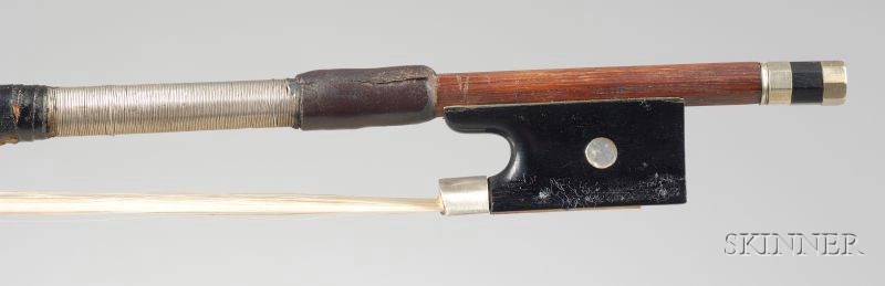 Appraisal: Nickel Mounted Violin Bow the round stick stamped FN VOIRIN