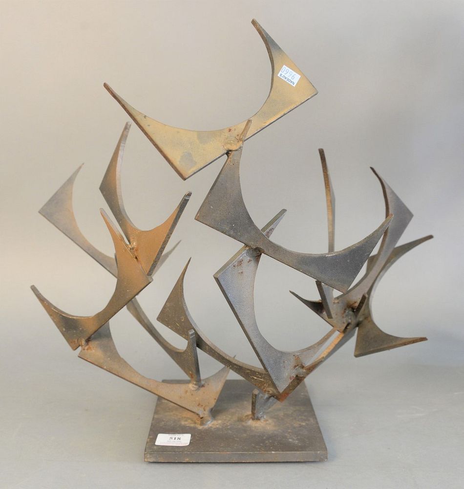 Appraisal: Abstract Mid-century bronze tabletop sculpture on matching base unsigned x