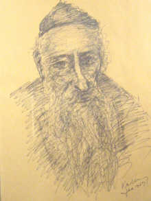 Appraisal: A charcoal portrait of a Rabbi indistinctly signed Kally Feb