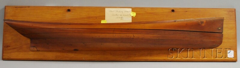 Appraisal: Stack Laminated Wood Schooner Half-hull Model Plaque overall x in