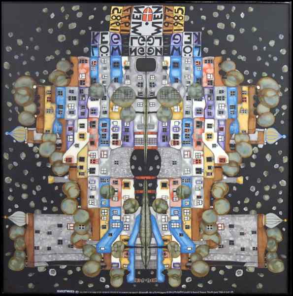 Appraisal: HUNDERTWASSER SILK SCARF THE HOUSE IS THE MIRROR OF MAN