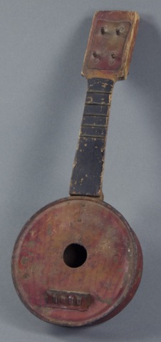 Appraisal: Homemade Child's BanjoRed metal body with wooden neck Missing strings