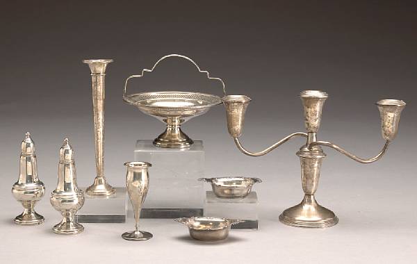 Appraisal: A group of sterling table items Comprising vase A monogrammed