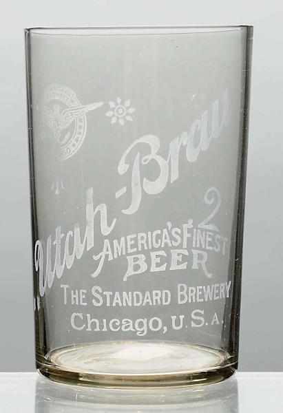 Appraisal: Utah Brau Acid-Etched Beer Glass Chicago With eagle logo Some