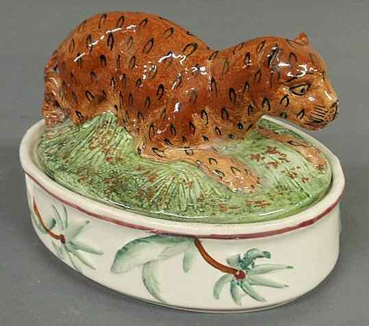 Appraisal: Extremely rare th c Staffordshire leopard covered tureen part of