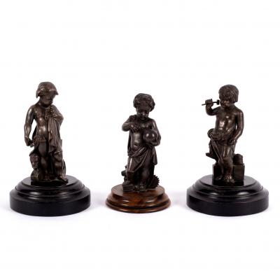 Appraisal: Three bronze figures of putti perhaps emblematic of the Arts