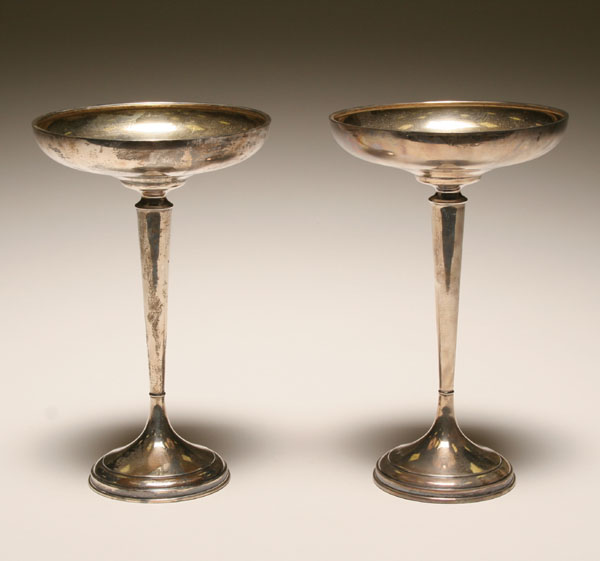 Appraisal: Pair Watson sterling silver compotes shallow bowls upon tapered stems