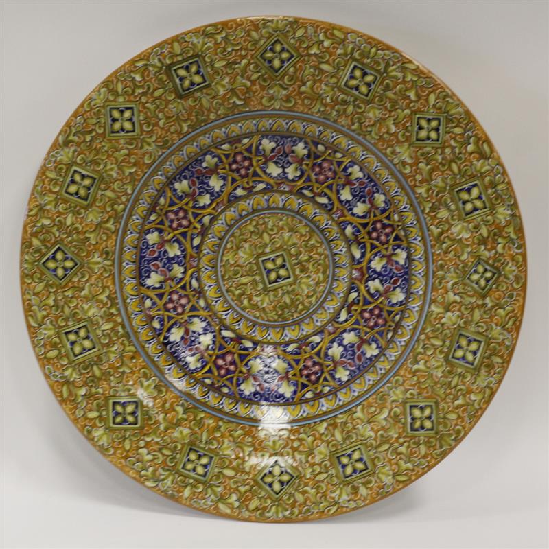 Appraisal: Large Italian Faience Ceramic Charger with Polychrome Flower and Geometric