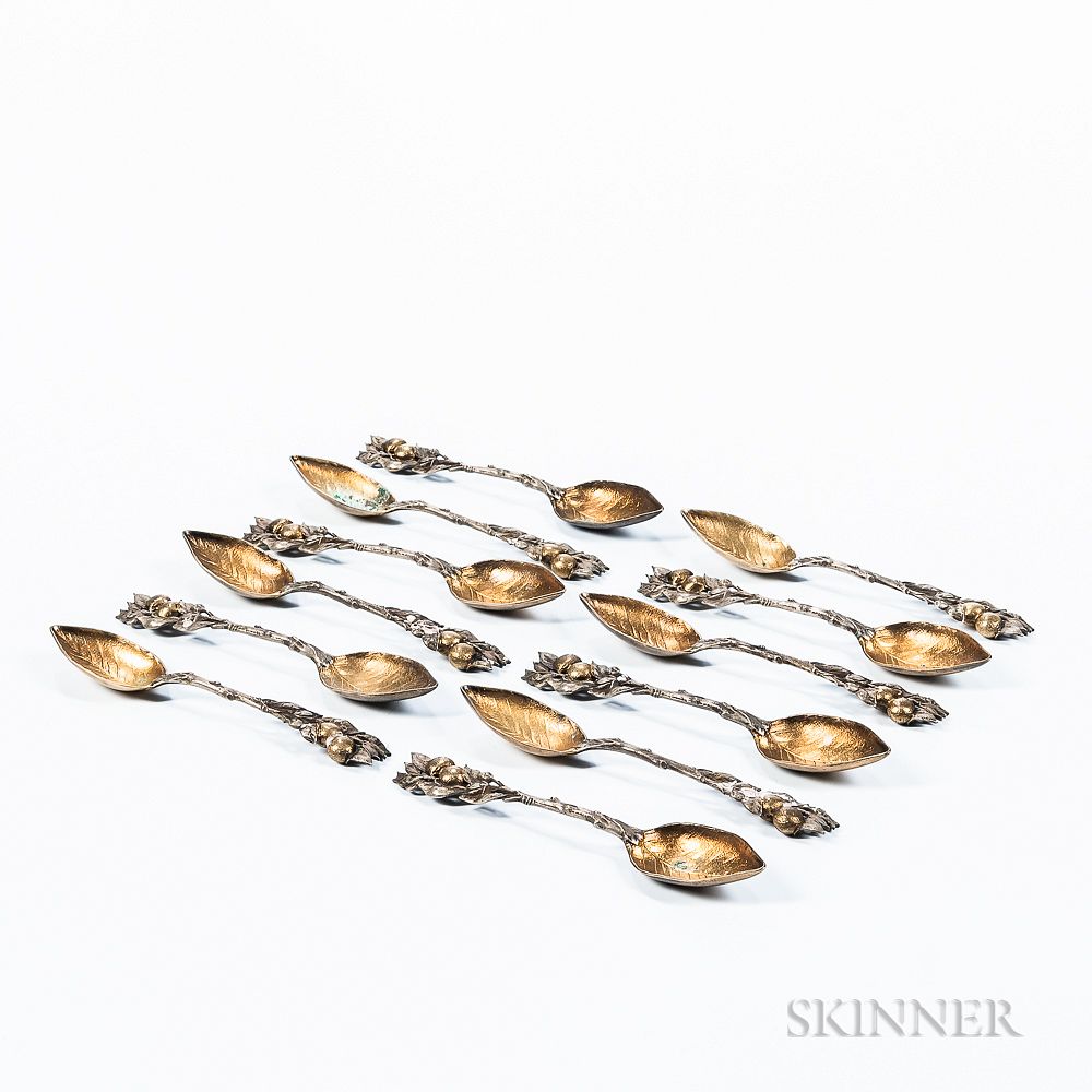 Appraisal: Twelve Gorham Sterling Silver Fruit Spoons Twelve Gorham Sterling Silver