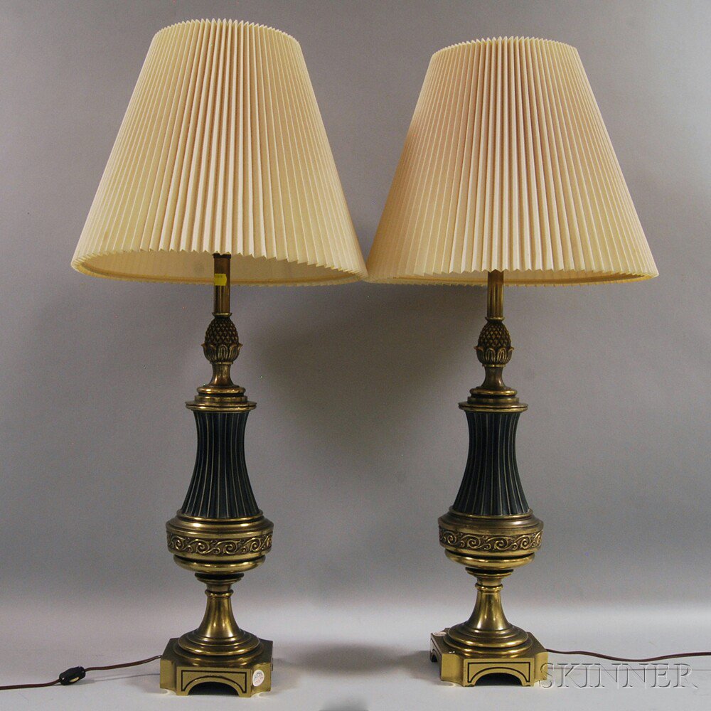 Appraisal: Pair of Brass Stiffel Lamps with pineapple decoration and ribbed