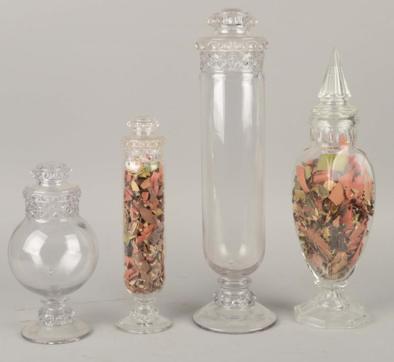 Appraisal: Lot Of Glass Candy Jars With Lids You get small