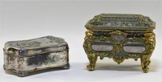 Appraisal: European Silver Plate Brass Dresser Boxes EUROPE TH CENTURY Two