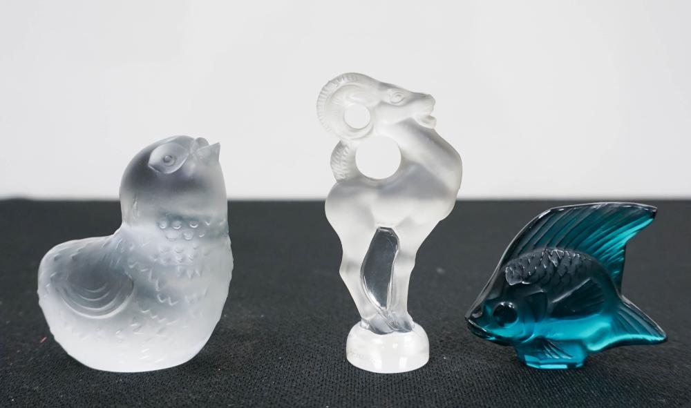 Appraisal: BACCARAT FROSTED CHICK A LALIQUE FROSTED GOAT AND FISH H