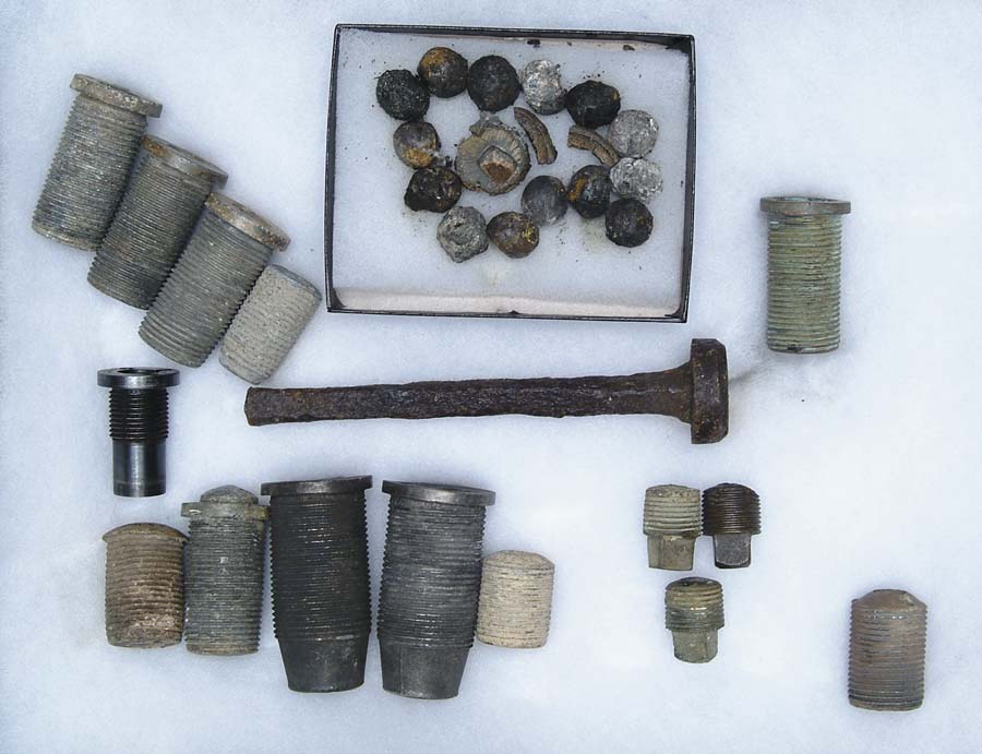 Appraisal: LOT OF ARTILLERY FUSES Excavated except where noted Set includes