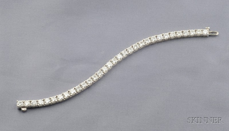 Appraisal: kt White Gold and Diamond Line Bracelet prong-set with thirty-two