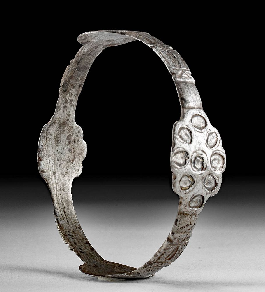 Appraisal: Byzantine Iron Bracelet w Wonderful Hammered Motifs Near East Byzantine