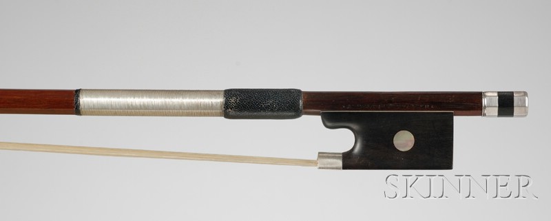 Appraisal: Silver Mounted Violin Bow Albert Nurnberger the octagonal stick stamped