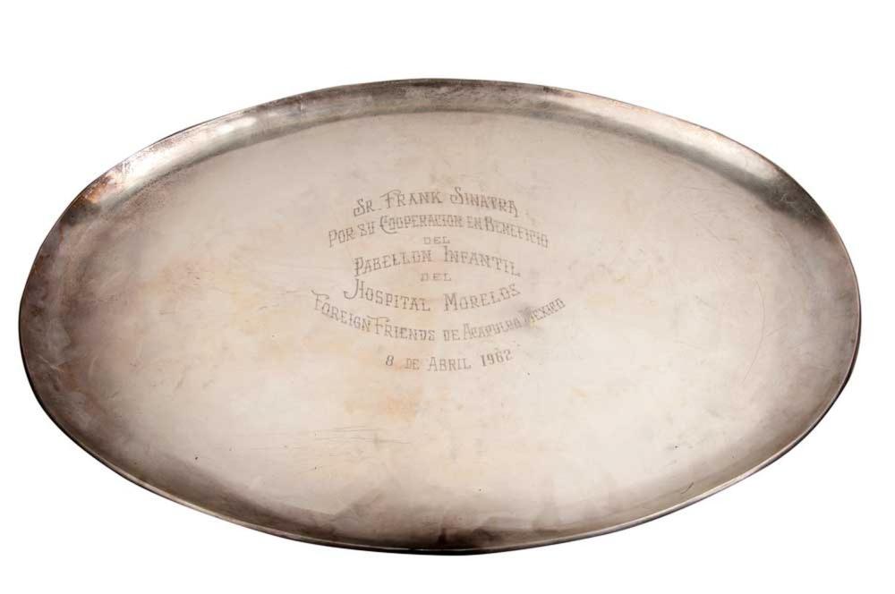 Appraisal: MEXICAN STERLING PRESENTATION TRAY TO FRANK SINATRAinscribed Sr Frank Sinatra