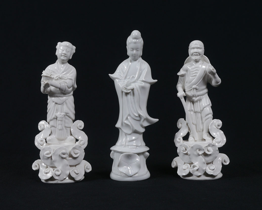 Appraisal: PIECE ORIENTAL BLANC DE CHINE FIGURES Tallest measures '' h