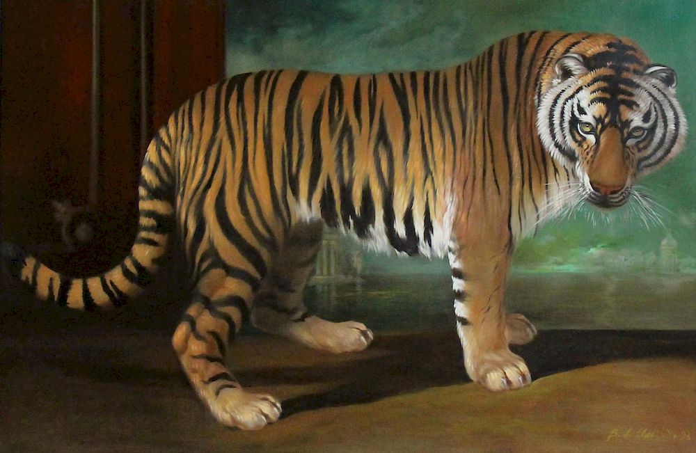 Appraisal: COMTE BERNARD DE CLAVIERE FRENCH - Oil on Canvas Tiger