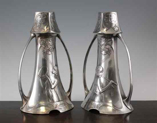 Appraisal: A pair of Urania secessionist style vases decorated with maidens