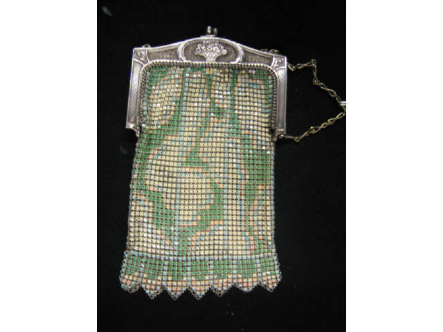 Appraisal: Whiting Davis Mesh Evening Bag deco design basket of flowers