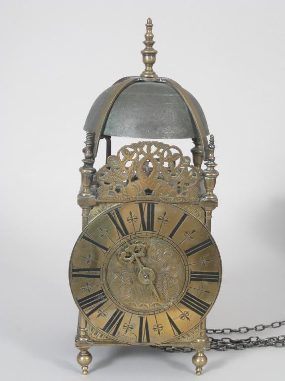 Appraisal: A th Century brass Lantern Clock by Edward Bilbie Chewstoke