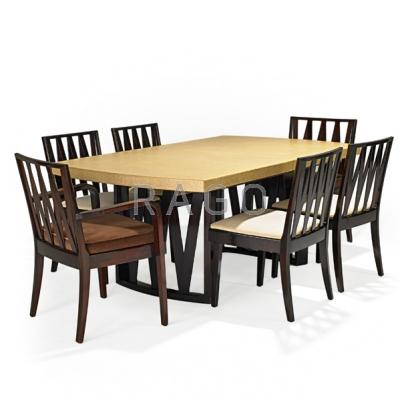 Appraisal: PAUL FRANKL - JOHNSON FURNITURE CO Dining table and six