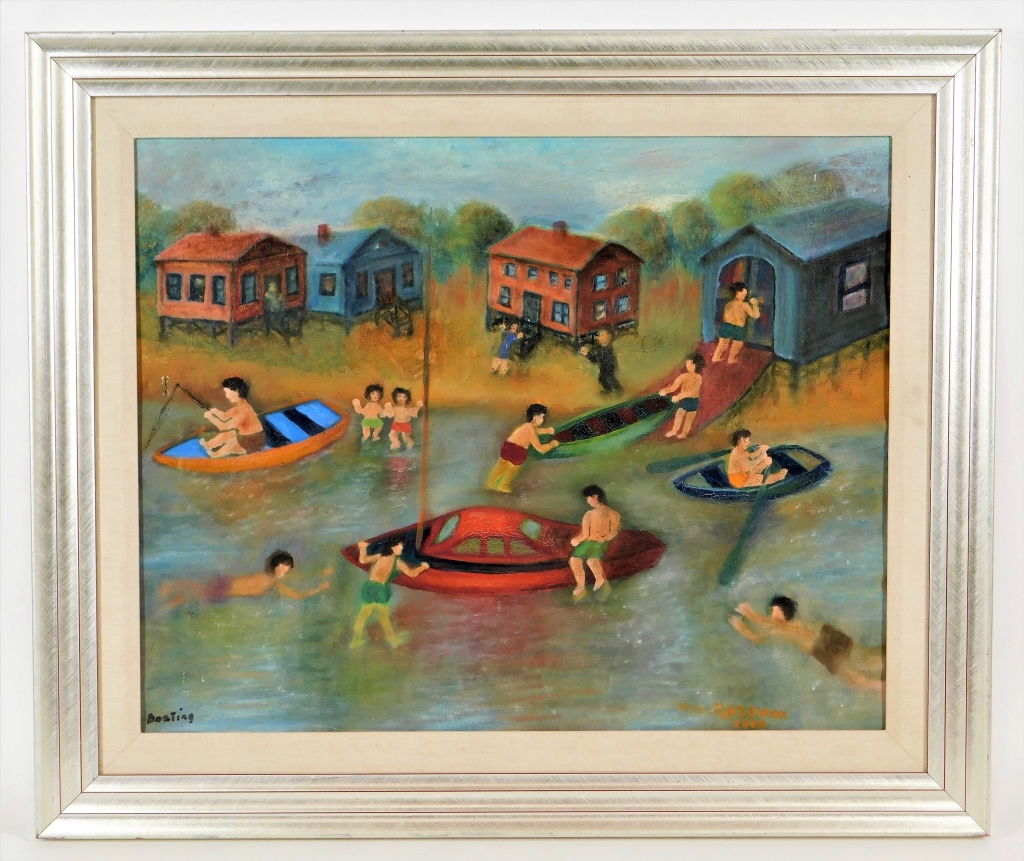 Appraisal: WILLIAM ROSEMAN OUTSIDER FOLK ART BEACH PAINTING United States -