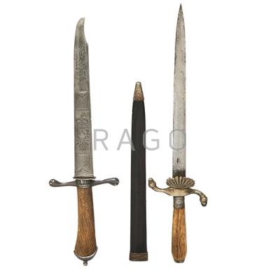 Appraisal: GERMAN HUNTING DAGGERS Two th th c one with ivory