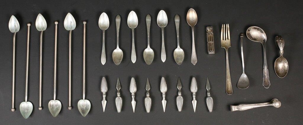 Appraisal: Webster Co tea spoons Tiffany Co demitasse spoons corn holders