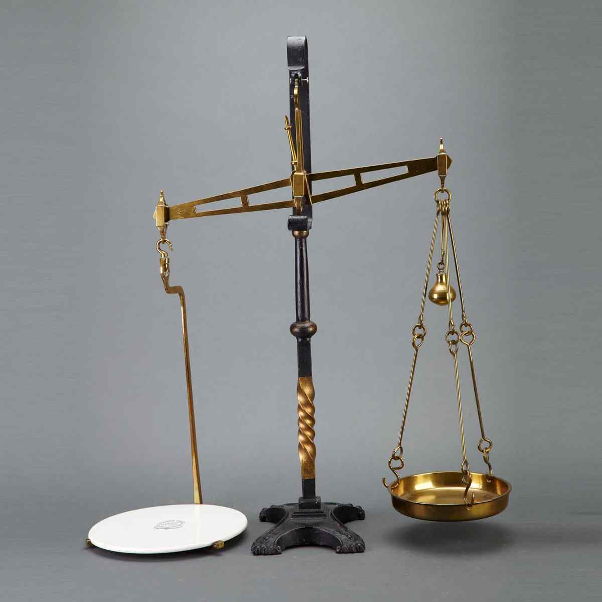 Appraisal: Scottish Parcel Gilt Iron and Brass Dry Goods Scale th