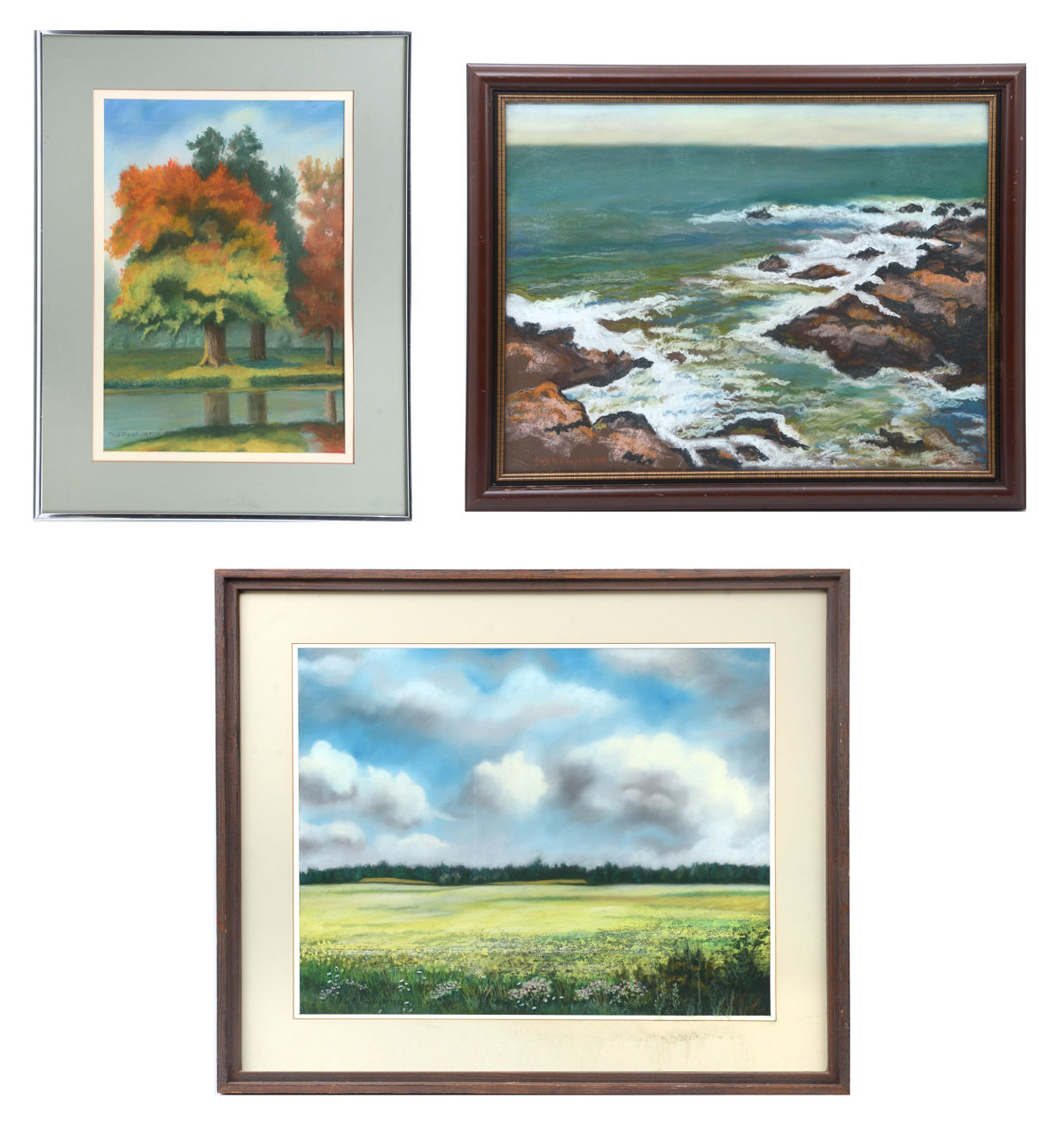 Appraisal: THREE RAY FRENCH PAINTINGS ''Buckwheat Field Petosky Michigan'' Pastel sight