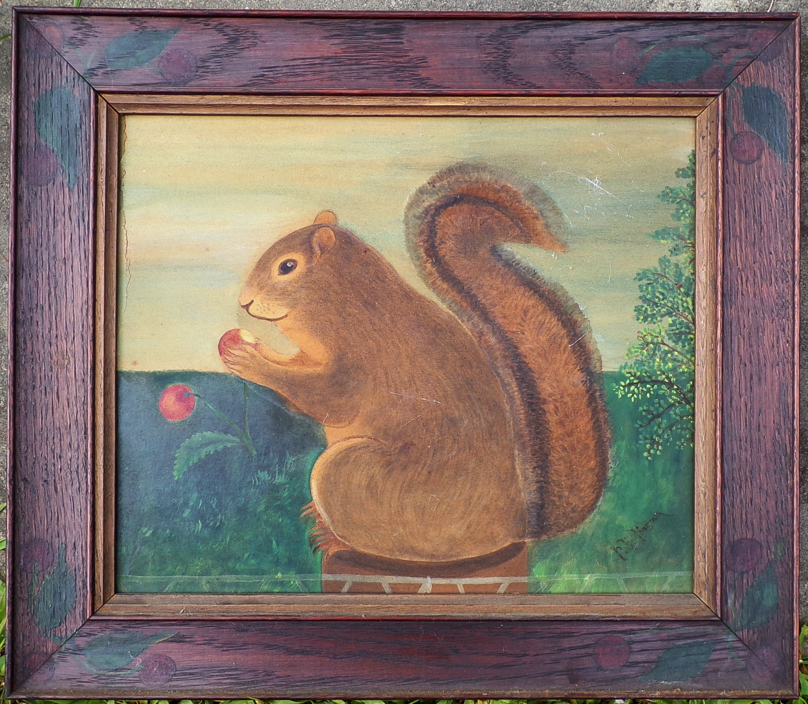 Appraisal: th c American School- Squirrel- gouache on cardboard signed illegibly