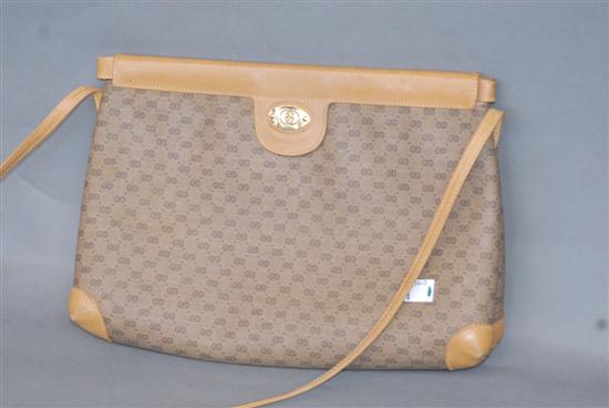 Appraisal: GUCCI MONOGRAMMED BAG In brown x