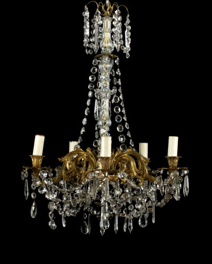 Appraisal: Continental Gilt-Brass and Cut Glass Five-Light Chandelier fourth quarter th