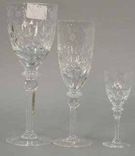 Appraisal: Set of etched glass stems in three different sizes including